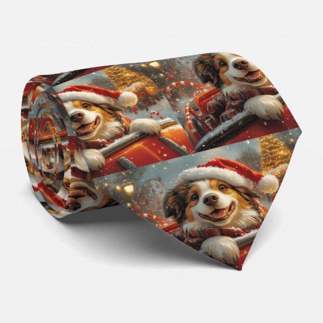 Cravate Anatolie Berger Chien Roller Dessous de verre Noël (Roulé)
