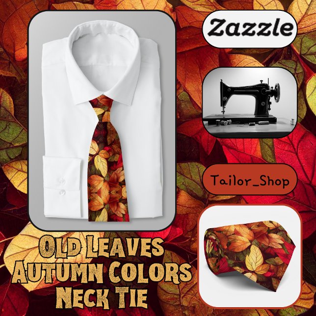 Cravate Anciennes couleurs d'automne Feuilles (Old Leaves Autumn Colors Neck Tie)