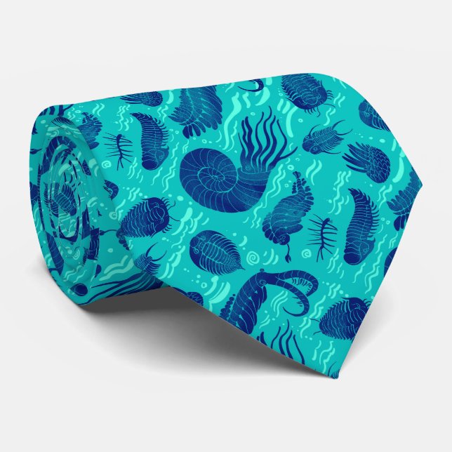 Cravate Ancient sea animals: Trilobites, Anomalocaris... (Roulé)