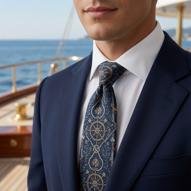 Cravate Ancre de luxe marine bleu et or (Créateur téléchargé)
