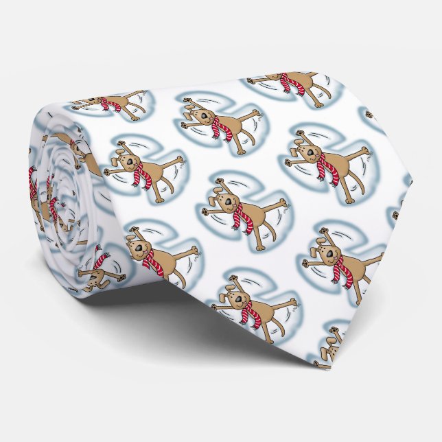 Cravate Ange de neige Chien mignon Noël Vacances amusantes (Roulé)