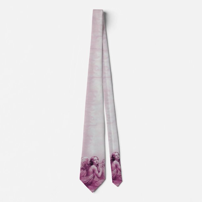 Cravate ANGE JOUER LYRA SUR LES NUAGES rose violet (Devant)