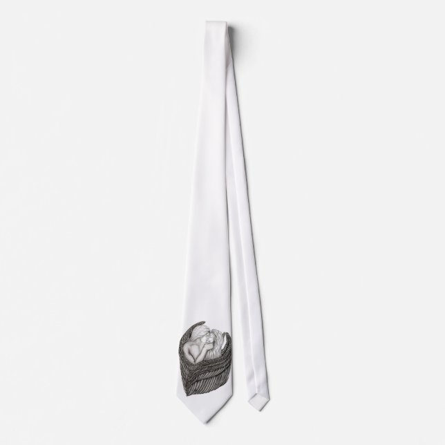 Cravate Angels Kissing, noir et blanc Design (Devant)