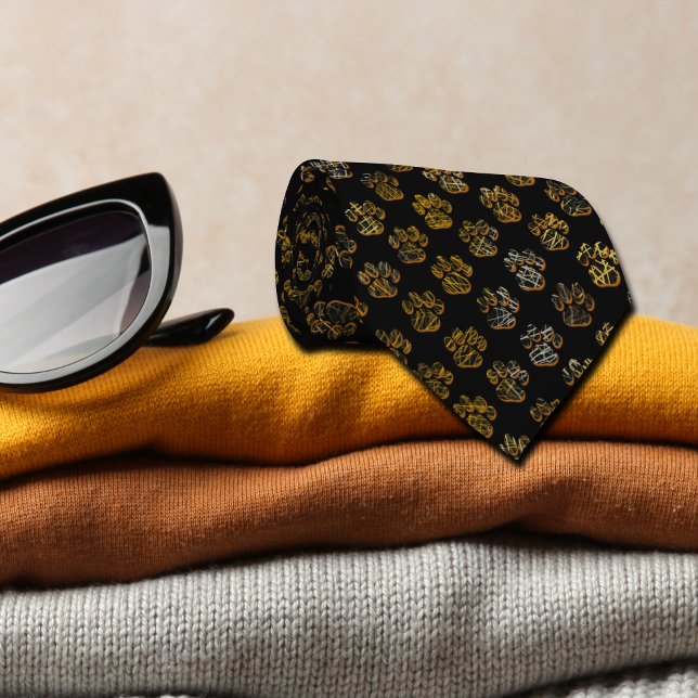 Cravate Animal Paw Animal Pet Pet Pet Pet Silhouette Hallo (Halloween animal paw silhouette on black tie)