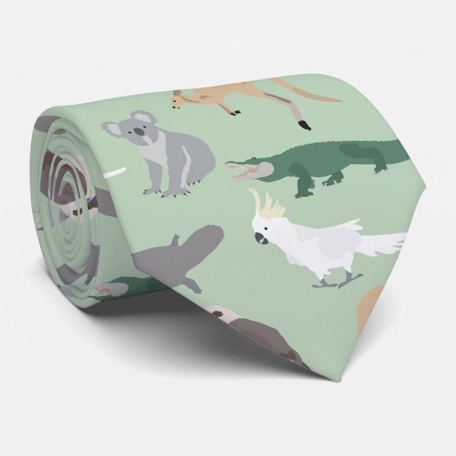 Cravate Animaux autochtones australiens Eucalyptus Motif v (Roulé)