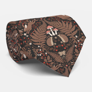 Cravate Animaux et plantes de bois en rouge et brun