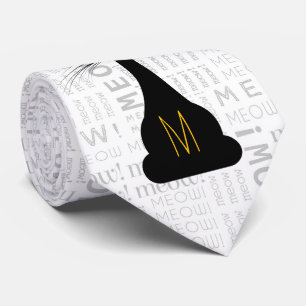 Cravate APAL : Chat noir monogramme