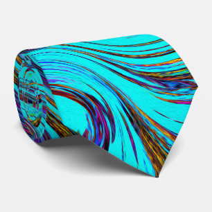 Cravate Aqua Bleu et Noir Groovy Art Abstrait Rétro