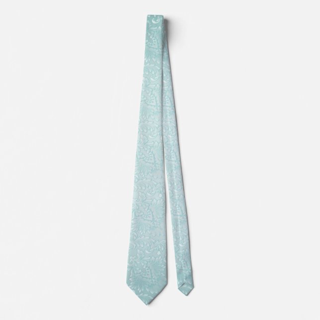 Cravate Aqua Blue Fleur Damask (Devant)