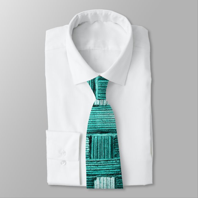 Cravate Aqua Plaid Gras Design (Attaché)