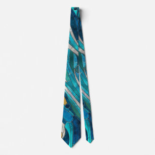 Cravate Aquamarine River Mosaic Art Abstrait