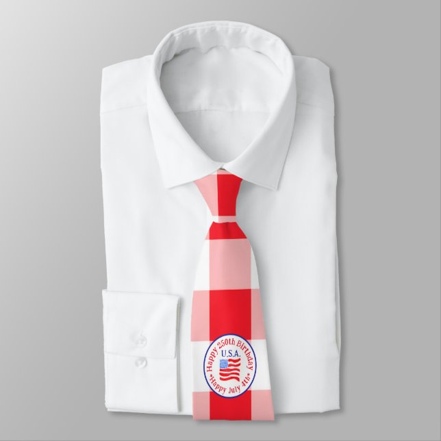 Cravate Aquarelle 250e anniversaire drapeau américain roug (Attaché)