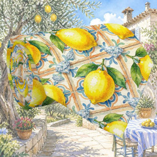 Cravate Aquarelle Amalfi Citron Méditerranée Diamants