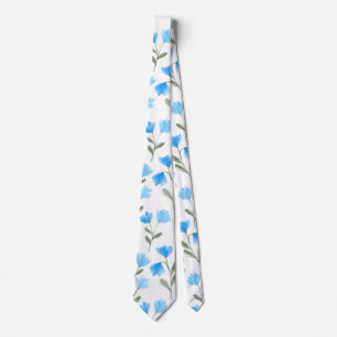 Cravate Aquarelle bleue étonnante impression florale