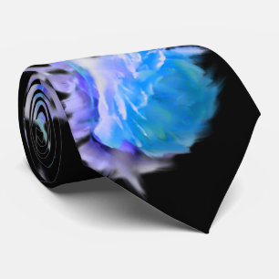 Cravate Aquarelle bleue rose bleu fleur bleu floral