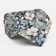 Aquarelle blues et crème floral