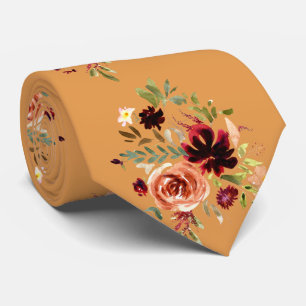 Cravate Aquarelle Boho Burgundy