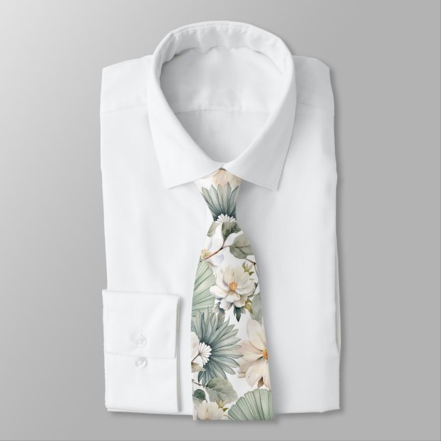 Cravate Aquarelle Botanique Florale (Attaché)