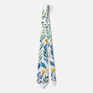 Cravate Aquarelle botanique multicolore motif floral