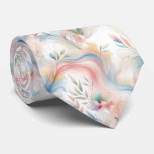 Cravate Aquarelle botanique pastel élégante