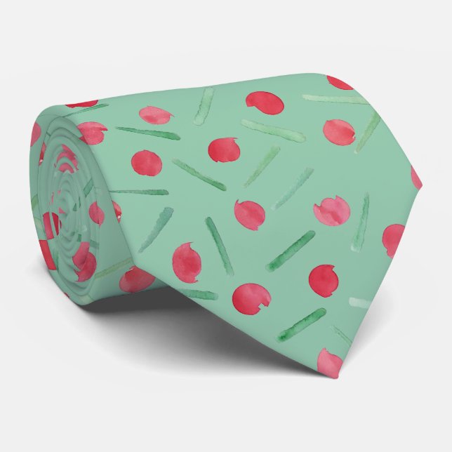 Cravate Aquarelle Canne de Bonbon de Fêtes (Roulé)