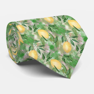 Cravate Aquarelle citrons fruits agrumes nature jaune frai