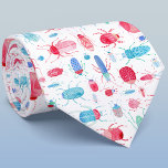 Cravate Aquarelle du scarabée<br><div class="desc">Aquarelle bugs et coléoptères motif en rose, rouge, bleu et turquoise sur un arrière - plan blanc. Parfait pour les entomologistes et les amoureux de la nature ! Art original de Nic Squirrell.</div>