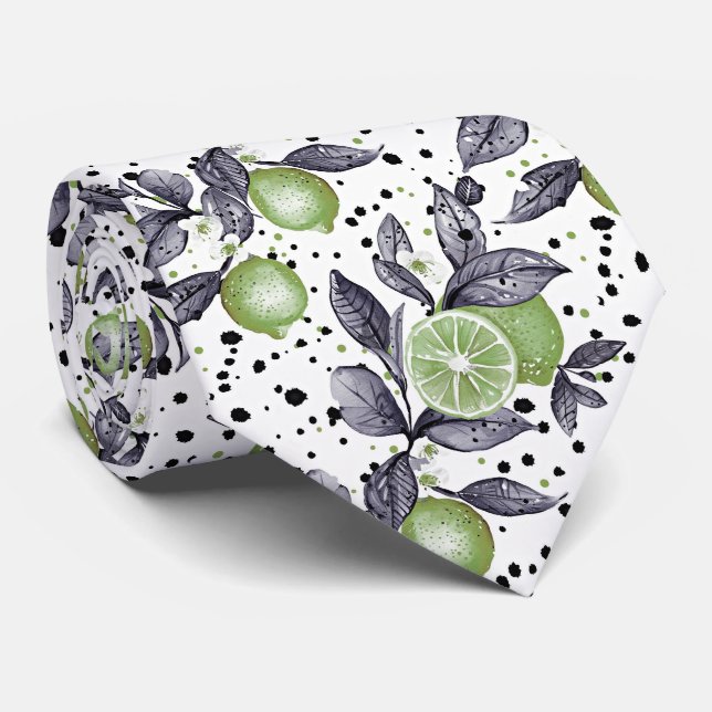 Cravate aquarelle esquissée détaillée de feuilles verts, c (Roulé)