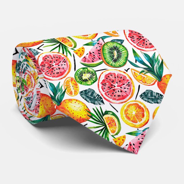 Cravate Aquarelle esquissée motif détaillé de Dragon fru (Roulé)