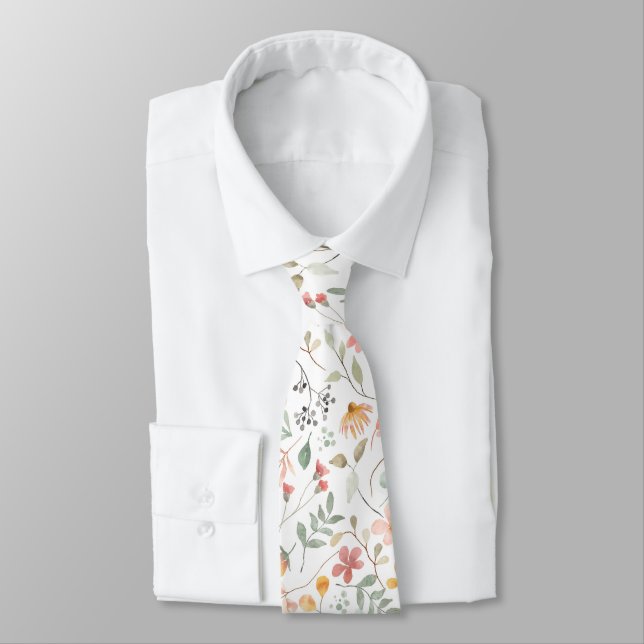 Cravate Aquarelle Floral Pastel Printemps (Attaché)