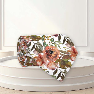 Cravate Aquarelle Florale Automne Épice Couleur Fleurs