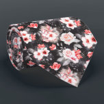 Cravate Aquarelle Florale Rouge Fleurs noires<br><div class="desc">Cette conception peut être personnalisée en choisissant l'option Modifier la conception. Vous pouvez également transférer sur d'autres objets. Contactez-moi à l'adresse colorflowcreations@gmail.com ou utilisez l'option conversation en haut de la page si vous souhaitez avoir cette conception sur un autre produit ou avez besoin d'aide. Voir d'autres de mes dessins ou...</div>