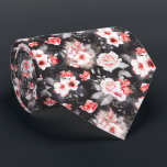 Cravate Aquarelle Florale Rouge Fleurs noires<br><div class="desc">Cette conception peut être personnalisée en choisissant l'option Modifier la conception. Vous pouvez également transférer sur d'autres objets. Contactez-moi à l'adresse colorflowcreations@gmail.com ou utilisez l'option conversation en haut de la page si vous souhaitez avoir cette conception sur un autre produit ou avez besoin d'aide. Voir d'autres de mes dessins ou...</div>