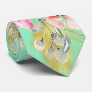 Cravate Aquarelle florale sur Neo Mint