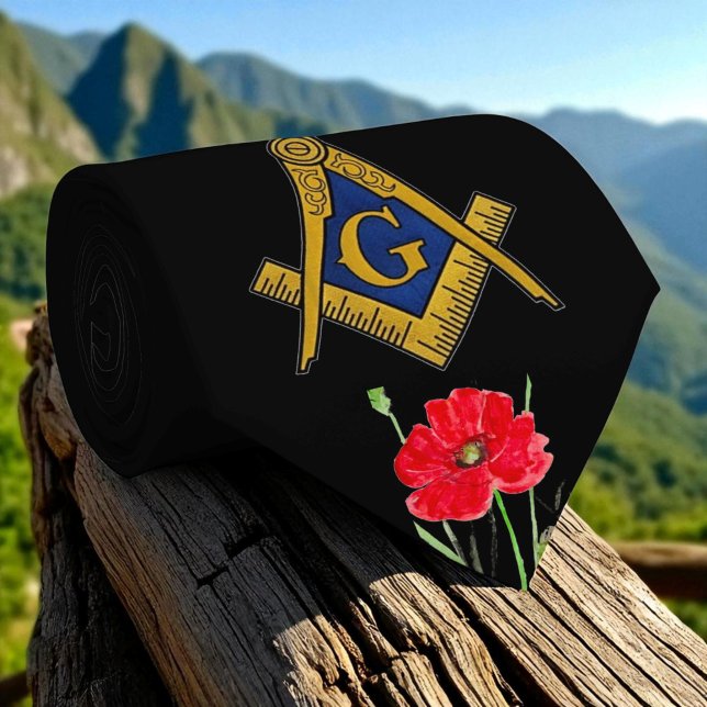 Cravate Aquarelle Freemason Poppy Masonic (Créateur téléchargé)
