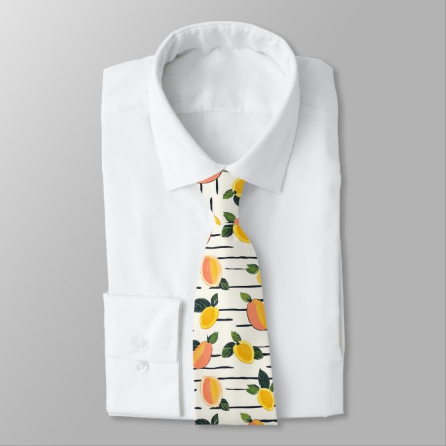 Cravate Aquarelle Mango Motif avec Feuilles verts (2) (Attaché)