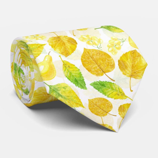 Cravate Aquarelle motif d'automne (Roulé)