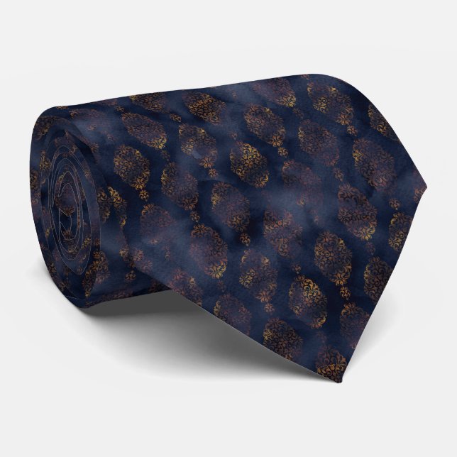 Cravate Aquarelle Patina Patina Damask Patte (Roulé)