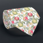 Cravate Aquarelle Pommes de verger vert et rouge mûr<br><div class="desc">Cravate aux fruits de pomme.</div>