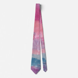 Cravate Aquarelle rose et bleu