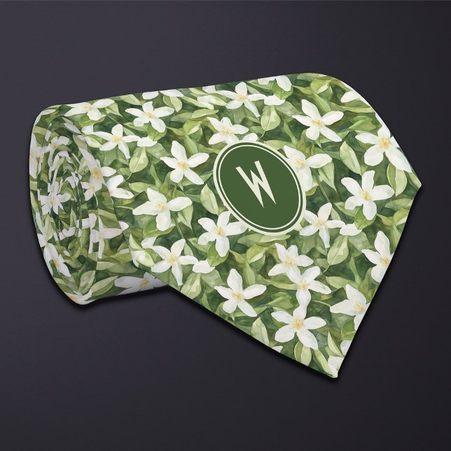 Cravate Aquarelle Stephanotis Floral (Créateur téléchargé)