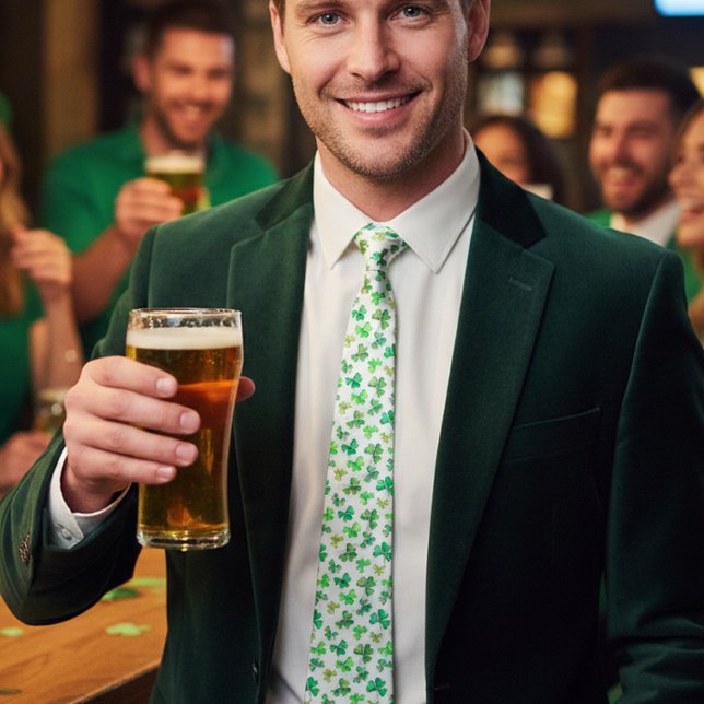 Cravate Aquarelle Trèfle Vert Shamrock Fête de la Saint-Pa (Créateur téléchargé)