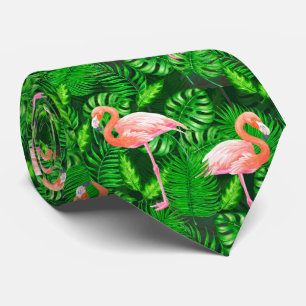 Cravate Aquarelle tropicale Flamant rose