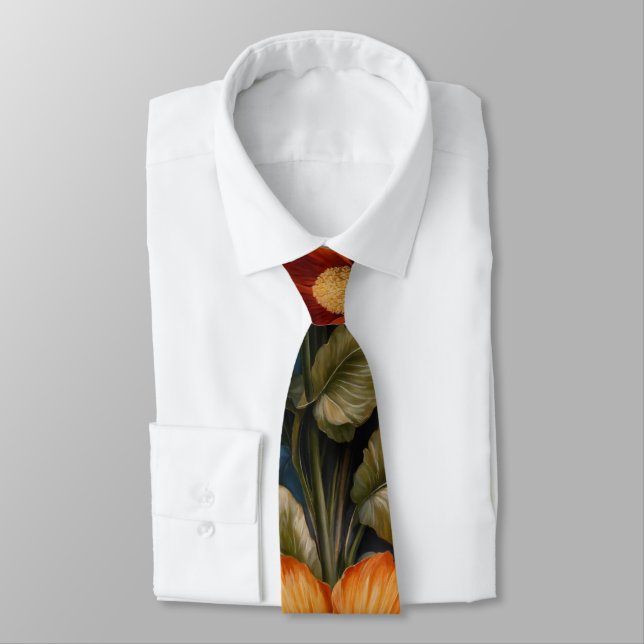 Cravate Aquarelle Unique Luxe Floral Impression (Attaché)
