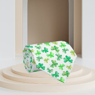 Cravate Aquarelle Vert Shamrock Vêtements Saint-Patrick