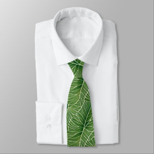 Cravate Aquarelle verte Feuille Motif