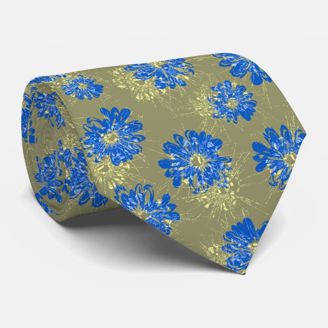 Cravate Aquarius Floral Vintage à deux côtés (Roulé)