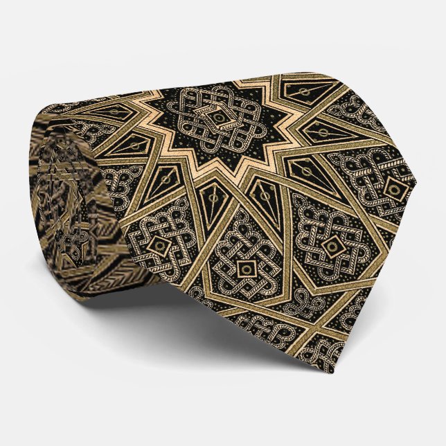 Cravate Arabian Intricate Retro Golden Brown Pattern (Roulé)