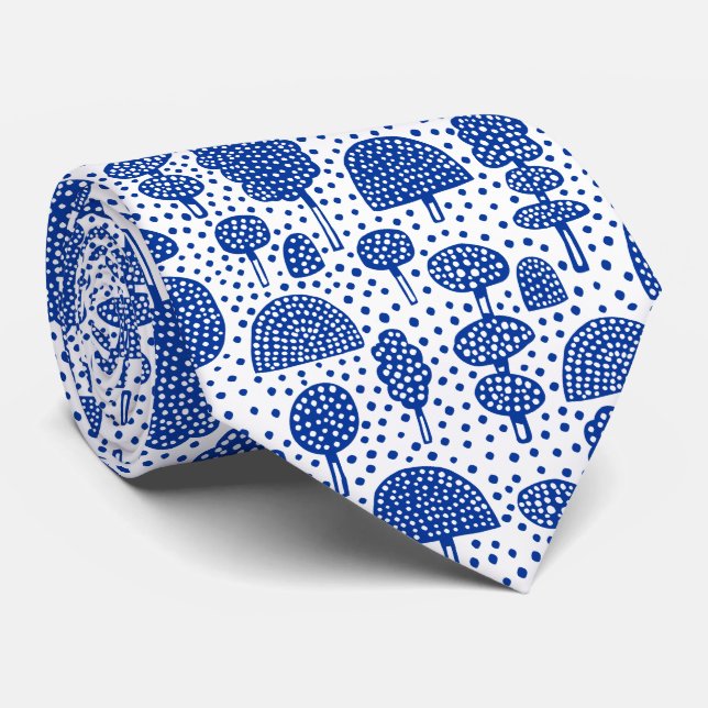 Cravate Arboretum 230715 - Bleu de marine sur blanc (Roulé)
