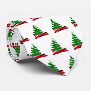 Cravate Arbre de Noël avec ruban rouge Noël